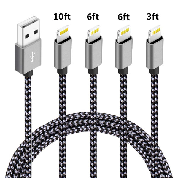 Pack Of 4 Braided Lightning Cables