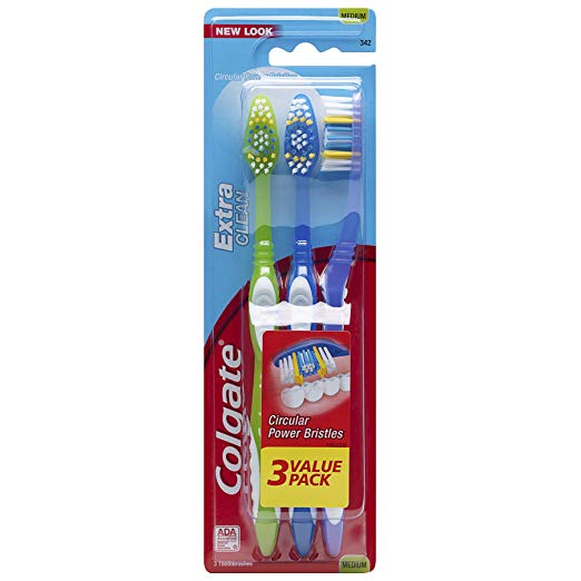 Pack Of 3 Colgate Extra Clean Full Head Toothbrushes