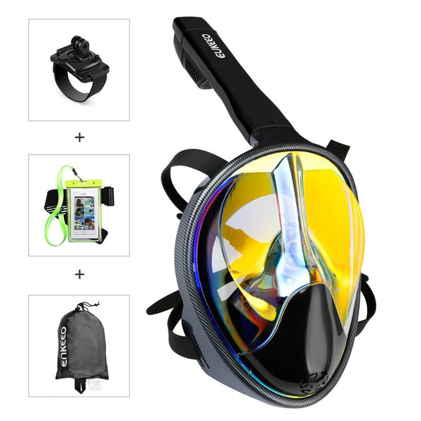 Full face snorkel mask with waterproof phone case