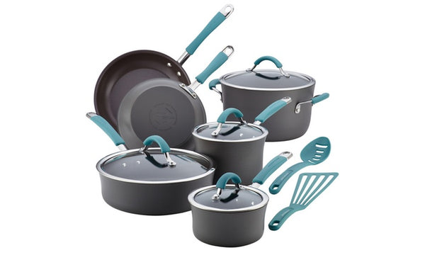 Rachael Ray Cucina Hard-Anodized Aluminum Nonstick Cookware Set (12-Piece)