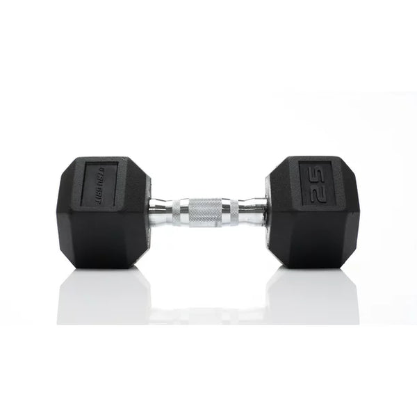 Mancuernas hexagonales de goma negra Tru Grit Fitness 