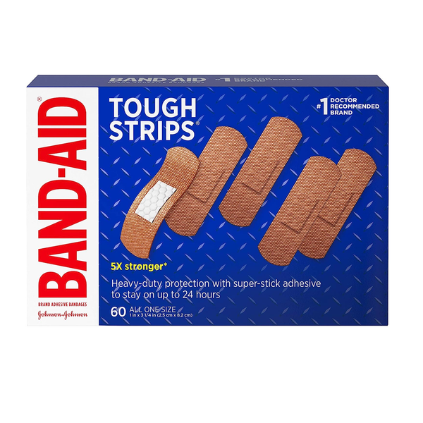 60 vendajes adhesivos Tough-Strips de la marca Band-Aid para protección de heridas resistentes y primeros auxilios