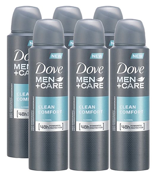 Dove Men + Care Clean Comfort Desodorante en spray y antitranspirante (paquete de 6)