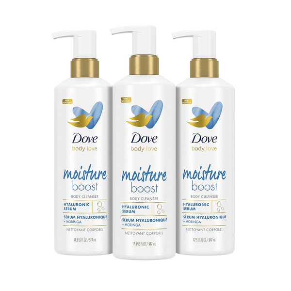 Paquete de 3 limpiadores corporales Dove Body Love Moisture Boost para piel seca