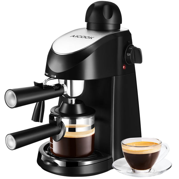 AICOOK Espresso Machine, 3.5Bar Espresso Maker, Espresso and Cappuccino Machine