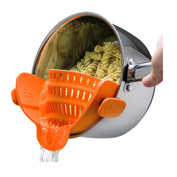 Kitchen Gizmo Snap N' Strain Clip-On Pot Strainer for Easy Cooking and Straining