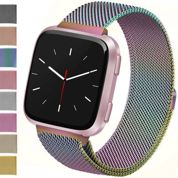 Vancle For Fitbit Versa Bands, Stainless Steel Milanese Mesh Loop Metal Replacement Wristbands