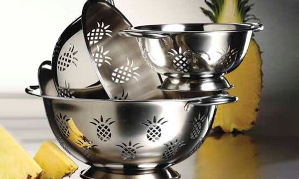 Stainless Steel Colander with Pineapple Design Set (3-Piece)