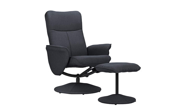 Fabric Modern Swivel Chair with Recliner and Footstool (2 Colors)