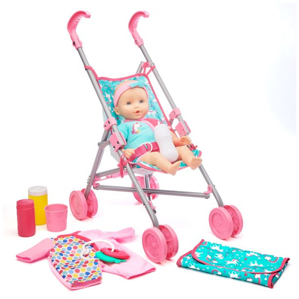 10 Piece Kid Connection Baby Doll Stroller Set