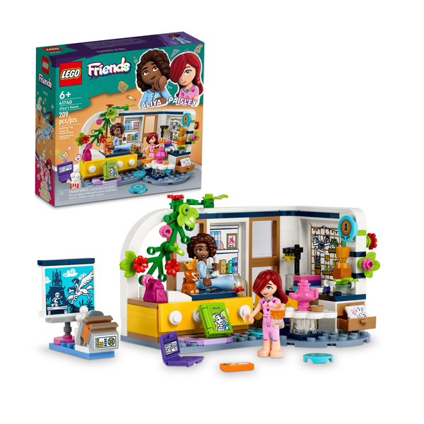 Lego Friends Aliya's Bedroom Building Set - 209-Piece Playset with Mini-Dolls and Puppy Pet