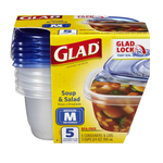 24oz GladWare Medium Rectangle Food Storage Containers, Airtight & Microwave Safe, 5pc Set