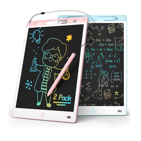 Paquete de 2 tabletas de escritura LCD, tablero de dibujo borrable para niños de 3 a 12 años