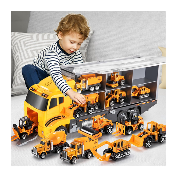 10-Piece Construction Vehicle Toy Set with Play Mat