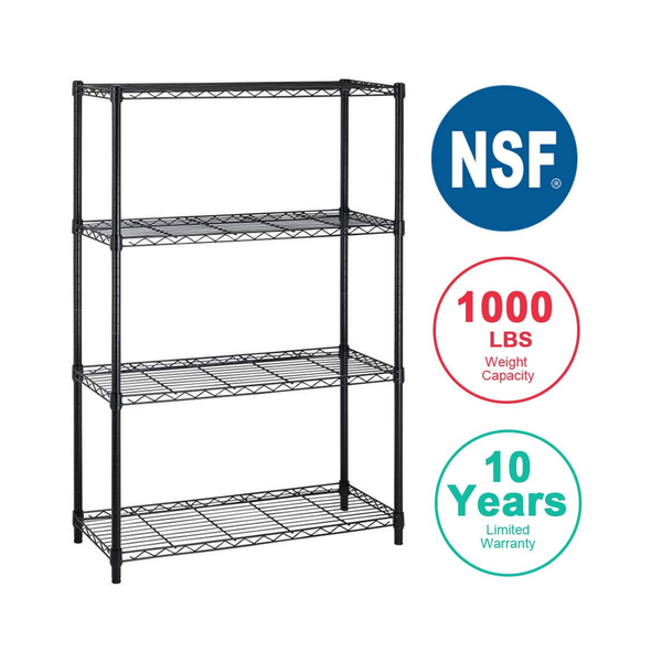 4-Shelf Wire Metal Storage Shelves, 1000-lbs Capacity