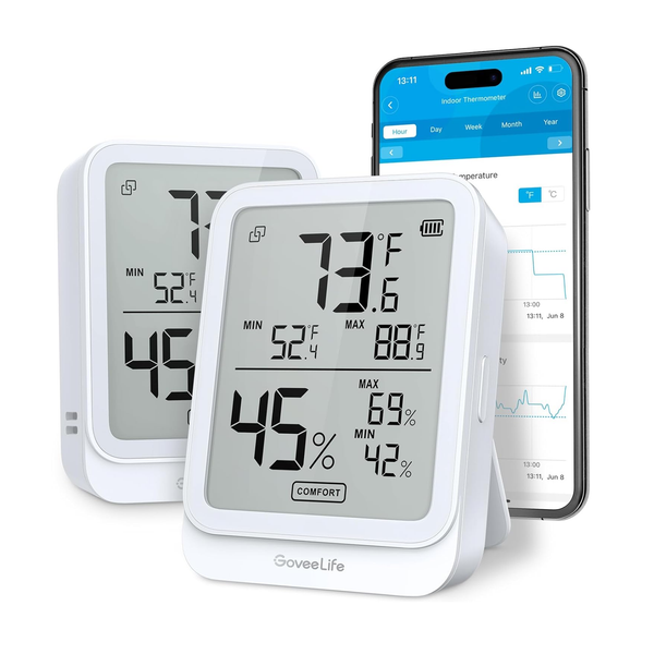 Paquete de 2 monitores de temperatura ambiente Bluetooth GoveeLife H5104 con alerta de aplicación