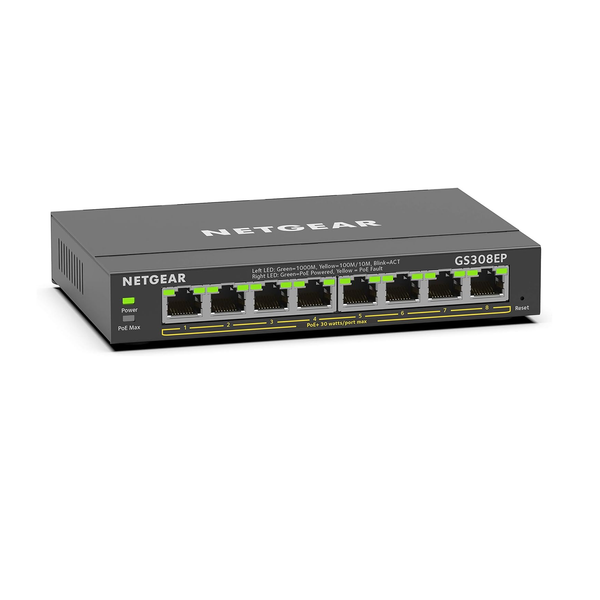 Netgear 8-Port PoE+ Gigabit Ethernet Plus Switch (gs308ep) With 62w Power Budget