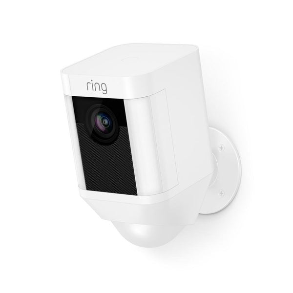 Cámara de seguridad Ring Spotlight Cam Battery HD con color blanco incorporado, funciona con Alexa