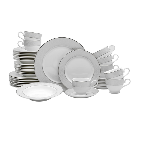 40-Piece Porcelain Dinnerware Set with Elegant Scroll Design