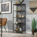 Sauder Market Commons Metal & Wood Industrial 4-Shelf Bookcase