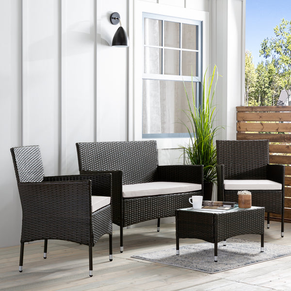 4-Piece Rattan Outdoor Patio Conversation Set