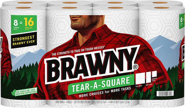 Brawny Paper Towels, 8 Double Rolls = 16 Regular Rolls