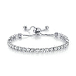 18k White Gold 6 Cttw Created White Sapphire Round Adjustable Tennis Bracelet