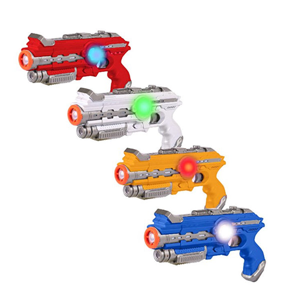 Pack of 4 Infrared Laser Tag Guns with Futuristic Lights, Vibration and Sounds