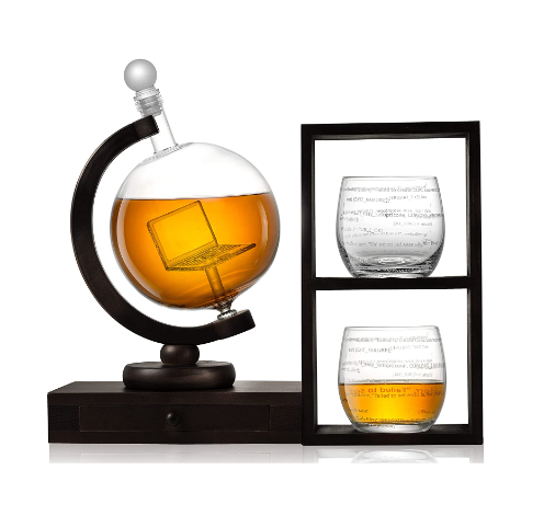 Juego de decantador de whisky para computadora ejecutiva con juego de regalo de vasos