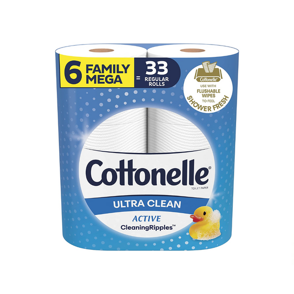 6 Family Mega Rolls = 33 Regular Rolls of Cottonelle Toilet Paper