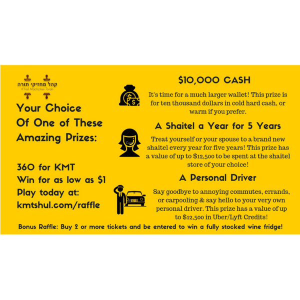 AD: Win A Personal Driver, A Shaitel A Year For 5 Years Or $10,000 Cash For As Low As $1