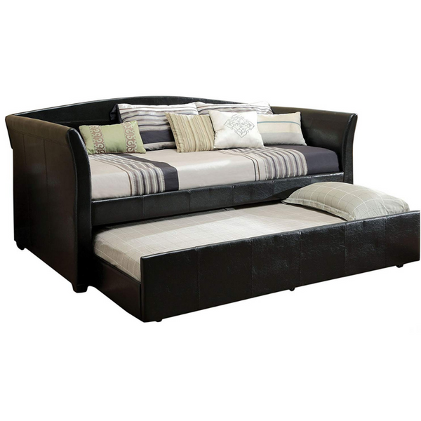 Furniture of America Elliss - Sofá cama tapizado en polipiel con cama nido doble