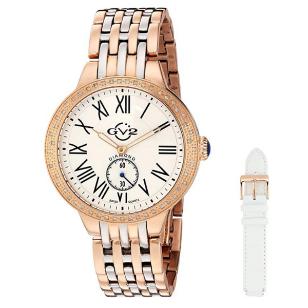 GV2 by Gevril Astor Womens Diamond Swiss Quartz Two Tone Rose Gold Watch