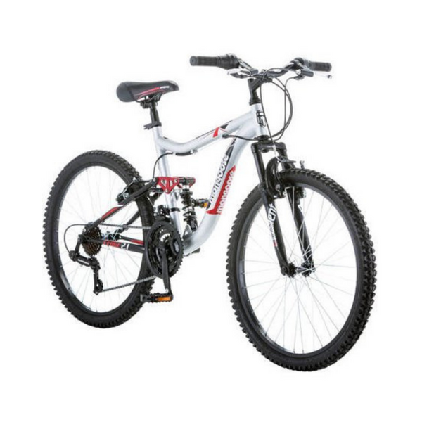 24" Mongoose Ledge 2.1 Boys' Mountain Bike, Silver/Red