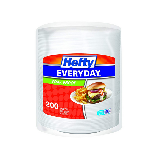 Platos desechables de espuma redondos medianos Hefty, 200 unidades