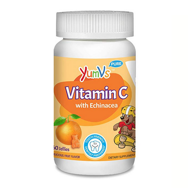 60 jaleas masticables (gomitas) con vitamina C de YUM-V para niños, naranja (OU)