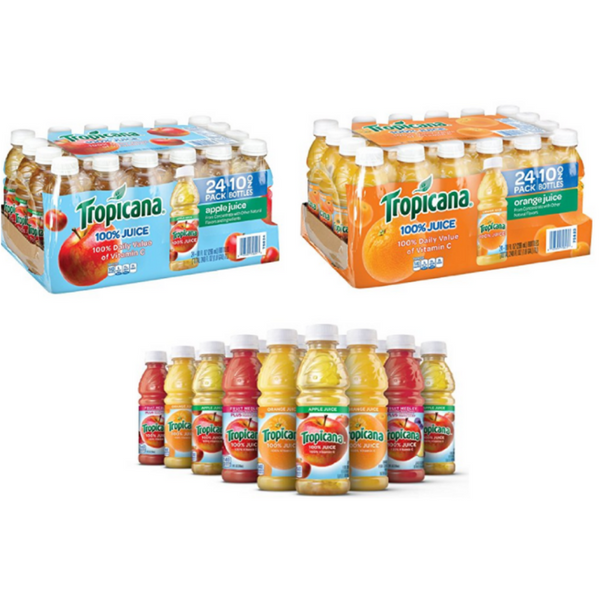 24 Bottles of Tropicana Apple, Orange Juice Or Variety Pack