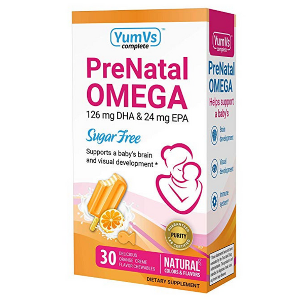 30 chocolates omega prenatales completos YumVs, suplementos dietéticos con sabor a crema de naranja