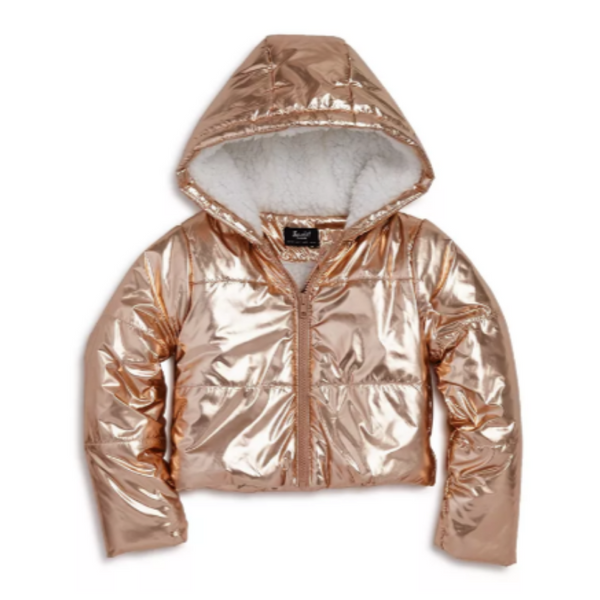 Girls Metallic Puffer Coat