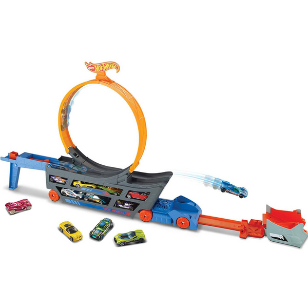 Hot Wheels Stunt &amp; Go Track Set y Track Builder Barrel Box a la venta 