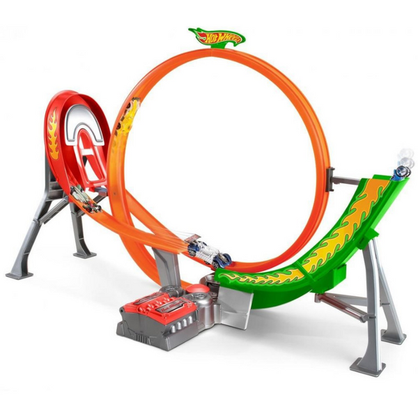 Hot Wheels Power Shift Raceway Track y juego de 5 vehículos de carrera