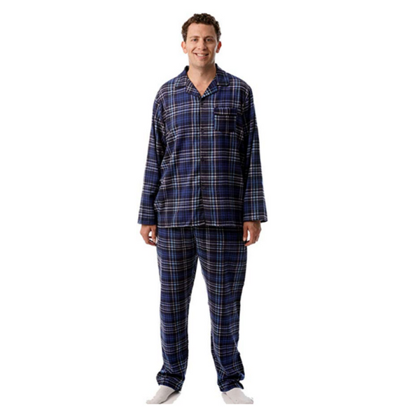 Men’s Plaid Button Front Flannel Pajamas Set (10 Styles)