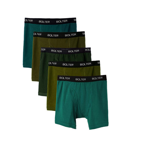 Pack Of 5 Bolter Men's Cotton Spandex All Day Boxer Briefs (2 Styles)