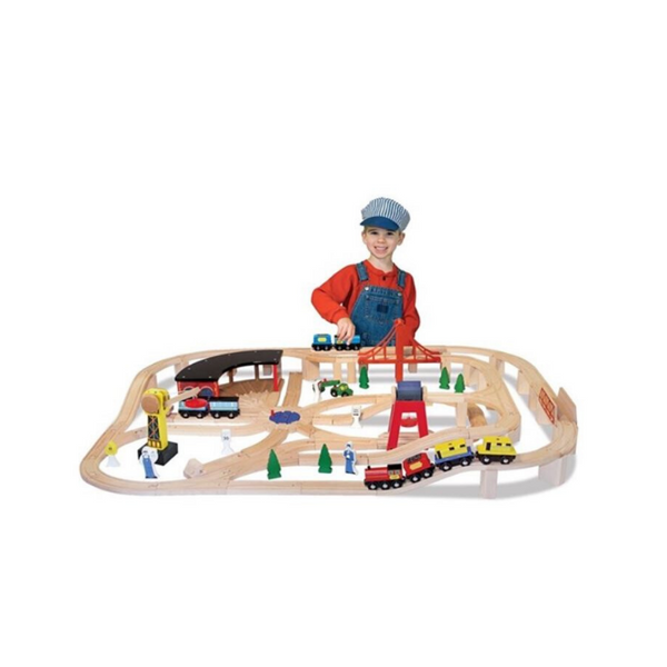 Melissa & Doug Deluxe Wooden Railway Train Set