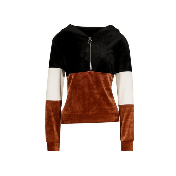 Velour Ring Pull Ring Colour Block Hoody