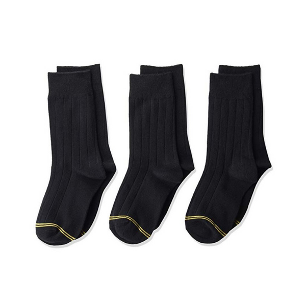 Gold Toe Boys' Wide Rib Dress Crew Socks, 3-Pair