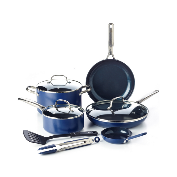 Blue Diamond 10-Piece Ceramic Non-Stick Ultimate Value Cookware Set (2 Colors)