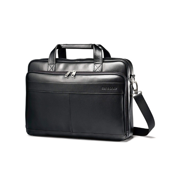 Samsonite Luggage Leather Slim Briefcase, Black