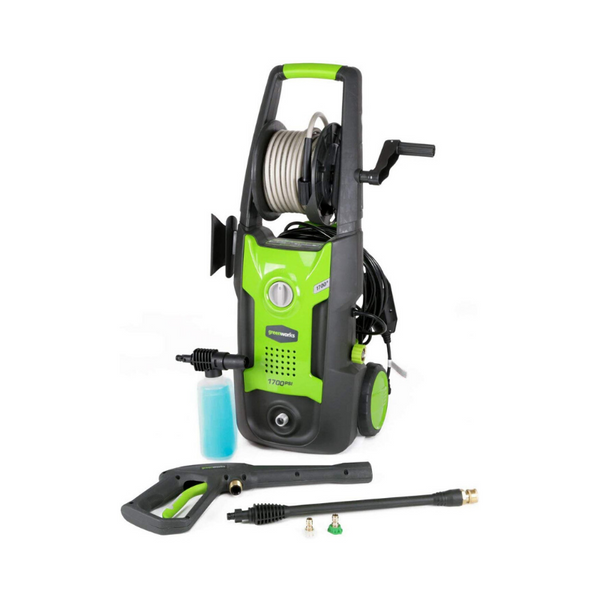 Lavadora a presión Greenworks 1700 PSI 13 Amp 1.2 GPM con carrete de manguera