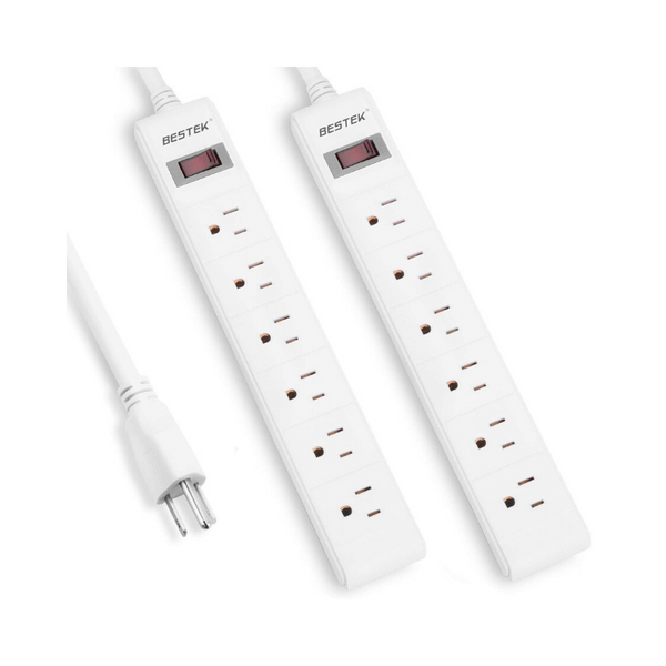 2 Pack Of BESTEK 6 Outlet Power Strip Surge Protectors